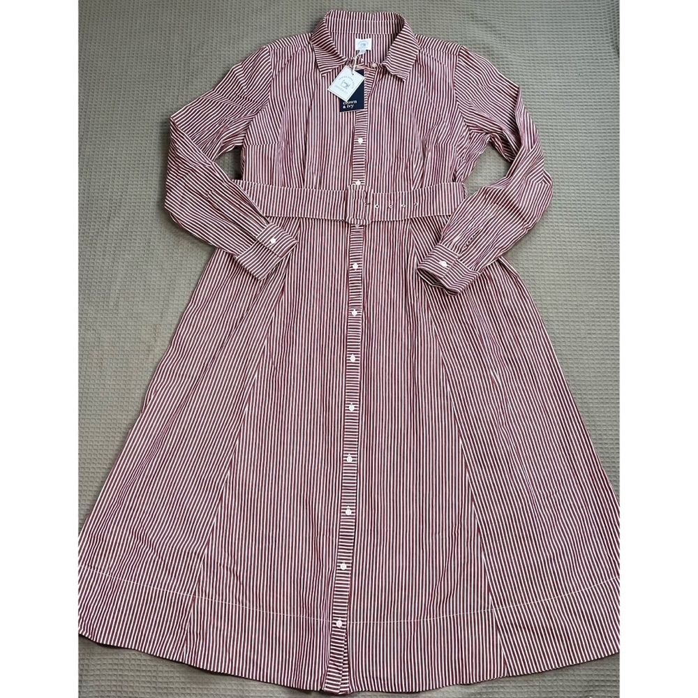 New Crown & Ivy x Sewing Down South Dress XL Women’s Stripe Shirtdress Midi